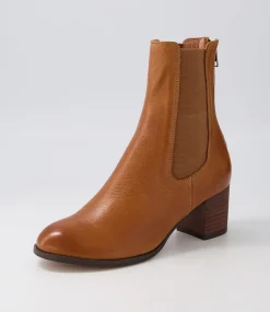 Sebasy New Tan Choc Leather Chelsea Boots