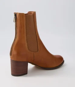 Sebasy New Tan Choc Leather Chelsea Boots