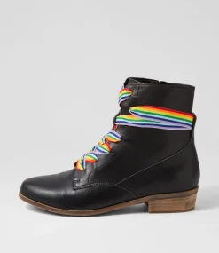 Serge Black Leather Lace Up Boots