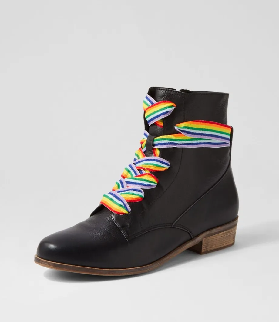 Serge Black Leather Lace Up Boots