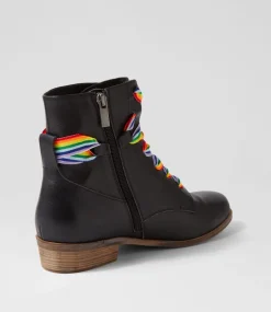 Serge Black Leather Lace Up Boots