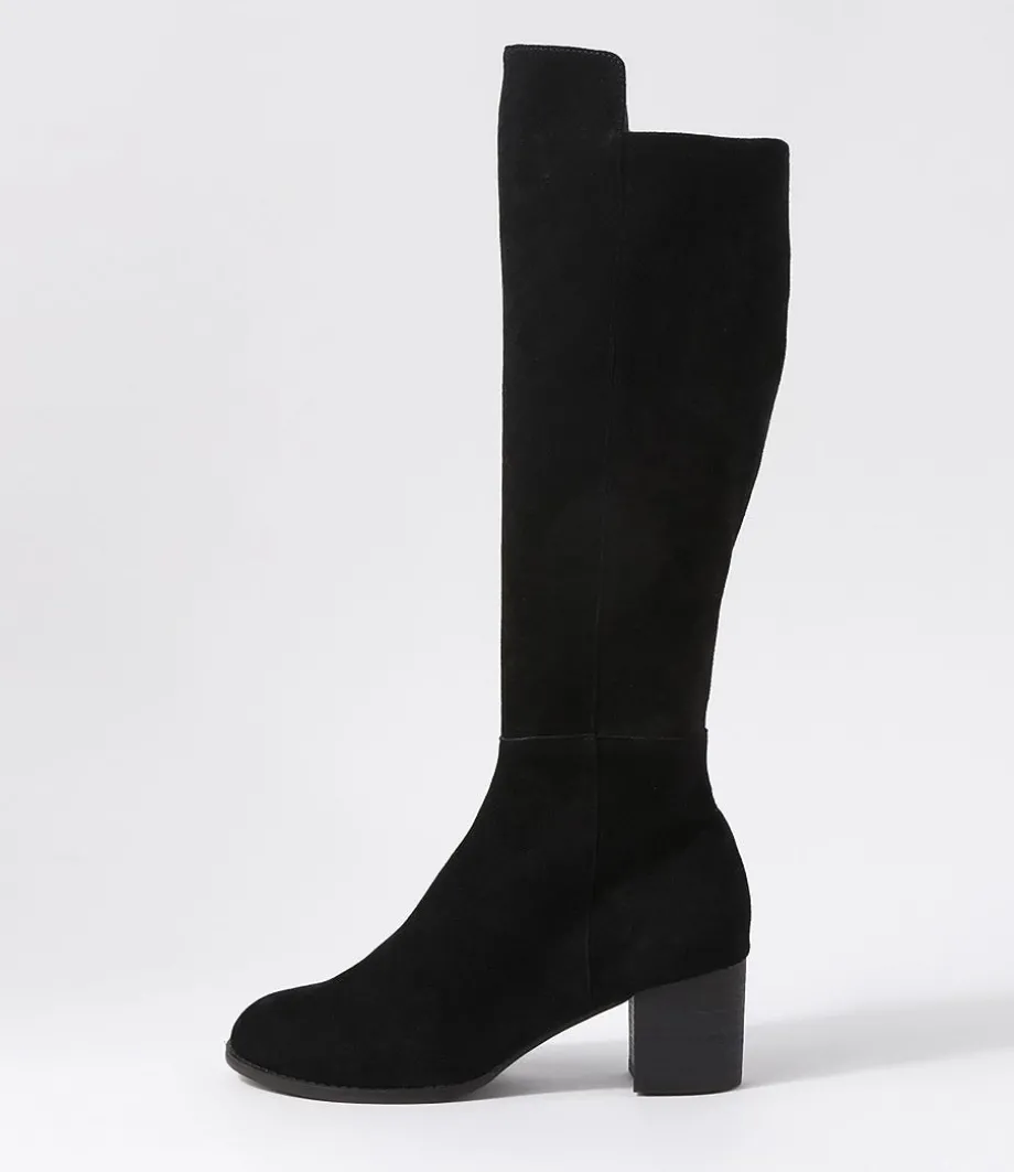 Setley Black Suede Stretch Microsuede Knee High Boots
