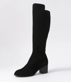 Setley Black Suede Stretch Microsuede Knee High Boots