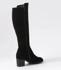 Setley Black Suede Stretch Microsuede Knee High Boots