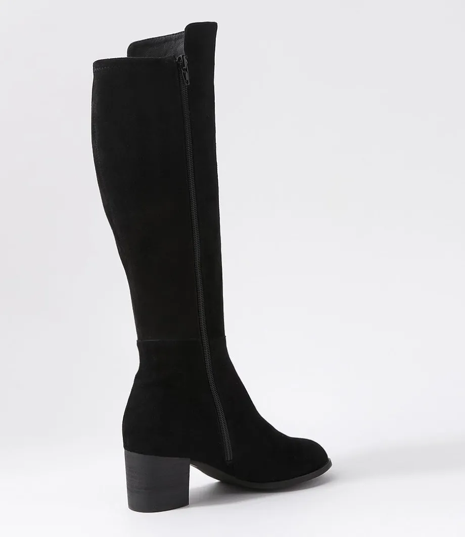 Setley Black Suede Stretch Microsuede Knee High Boots