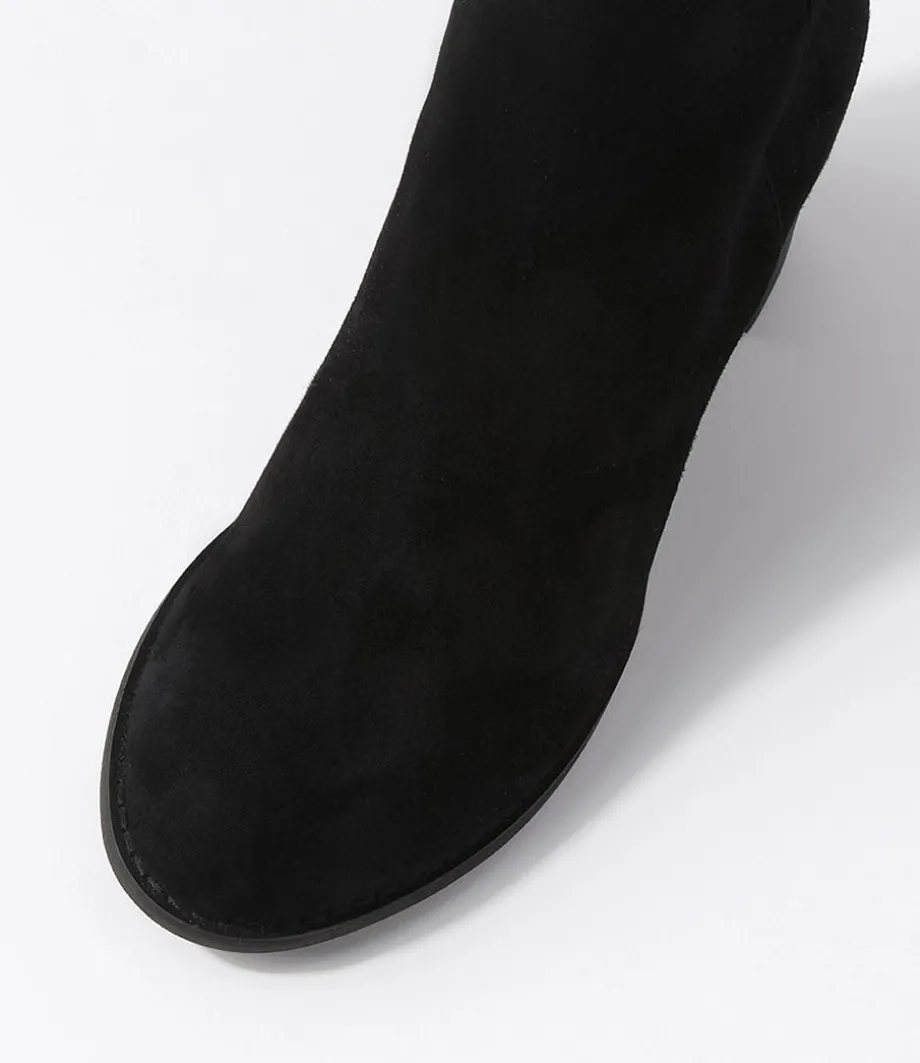 Setley Black Suede Stretch Microsuede Knee High Boots