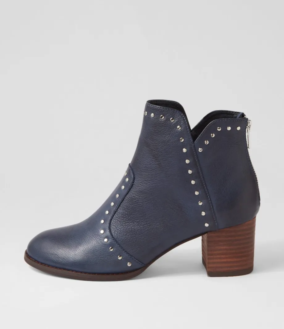 Shad Navy Choc Leather Ankle Boots