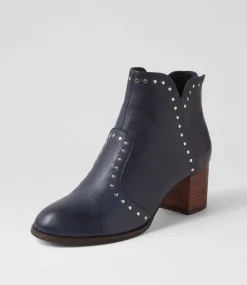 Shad Navy Choc Leather Ankle Boots
