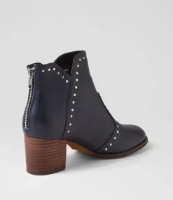 Shad Navy Choc Leather Ankle Boots