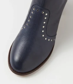 Shad Navy Choc Leather Ankle Boots