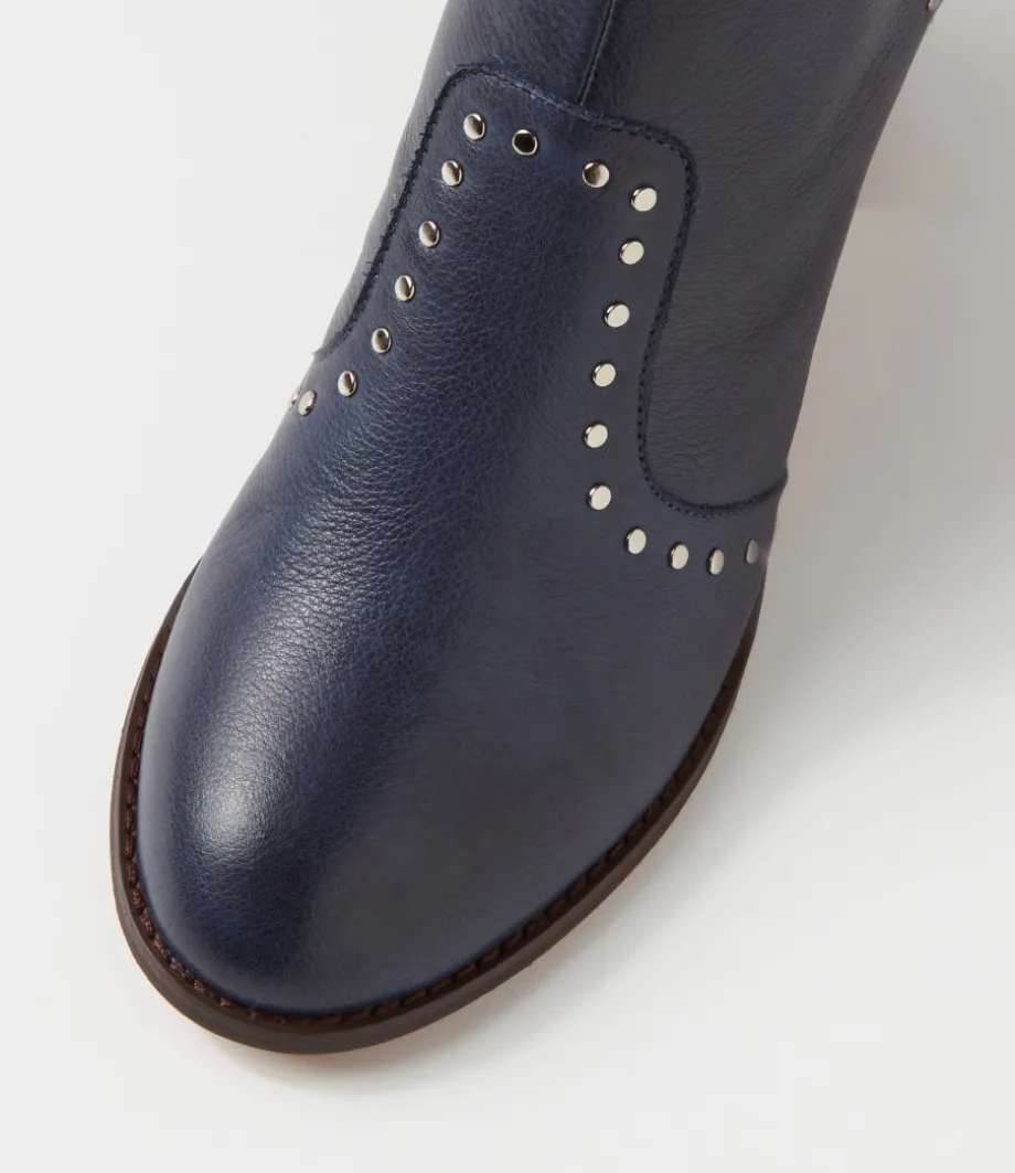 Shad Navy Choc Leather Ankle Boots