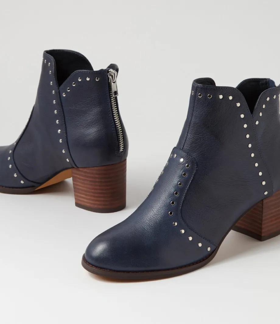 Shad Navy Choc Leather Ankle Boots