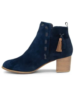 Shamsa Navy Suede Ankle Boots