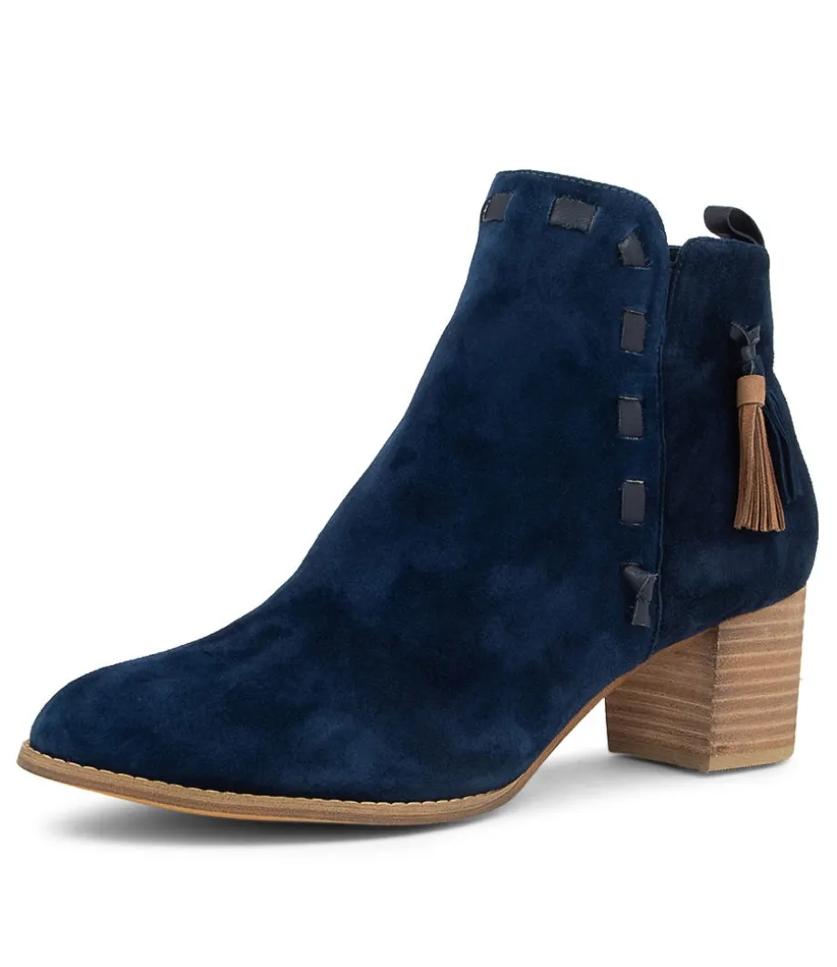 Shamsa Navy Suede Ankle Boots