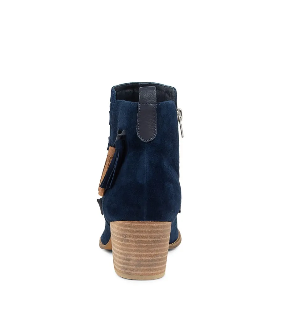 Shamsa Navy Suede Ankle Boots