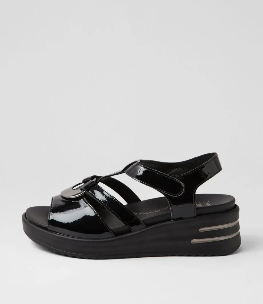 Sharrell Xw Black Patent Leather Sandals