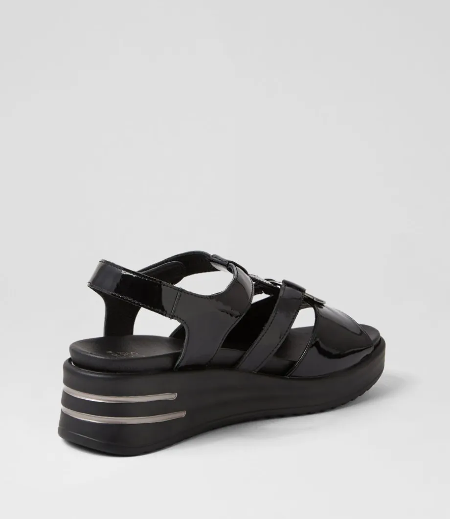 Sharrell Xw Black Patent Leather Sandals