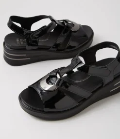 Sharrell Xw Black Patent Leather Sandals