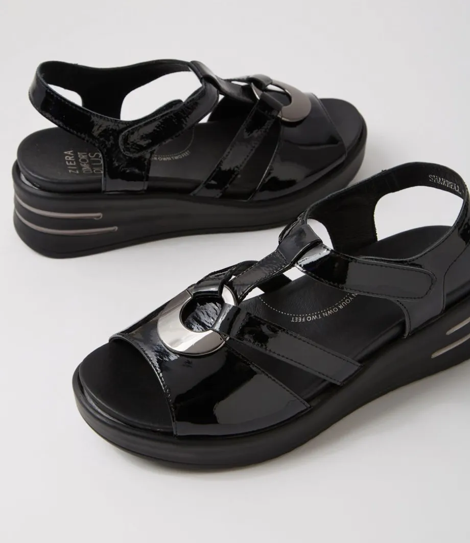 Sharrell Xw Black Patent Leather Sandals