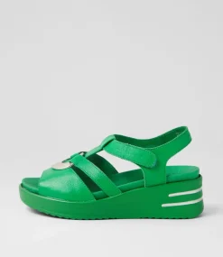 Sharrell Xw Bright Emerald Leather Sandals