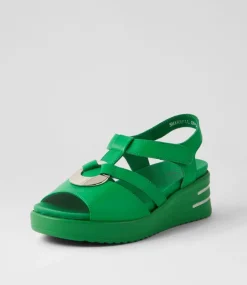 Sharrell Xw Bright Emerald Leather Sandals