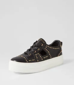 Shedd Black White Leather Sneakers