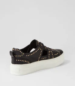 Shedd Black White Leather Sneakers