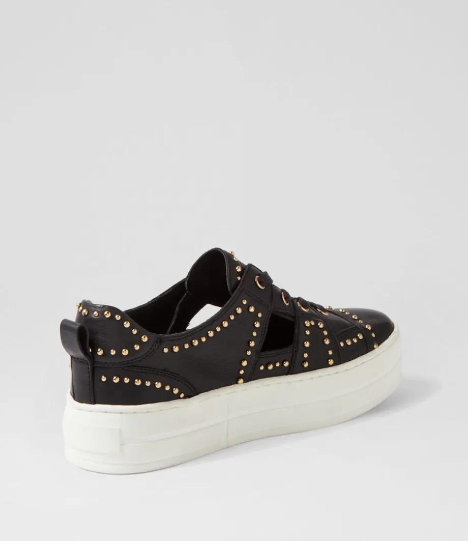 Shedd Black White Leather Sneakers