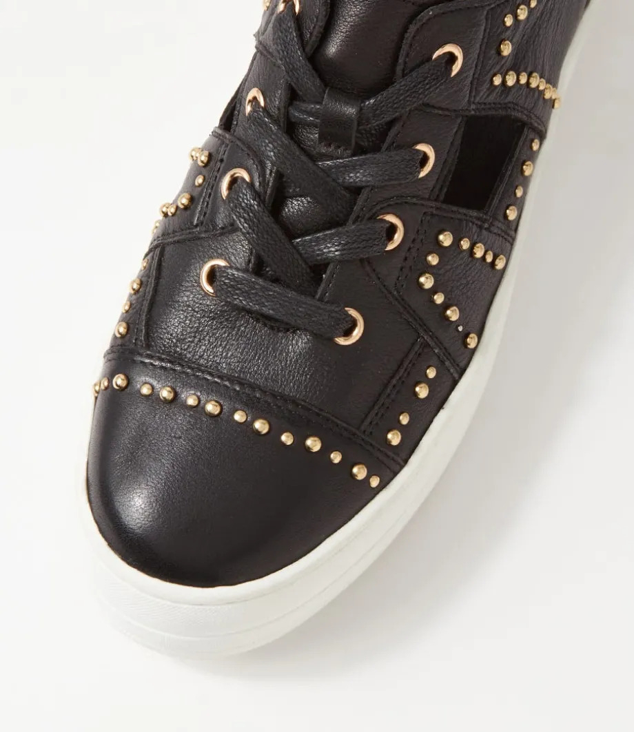 Shedd Black White Leather Sneakers
