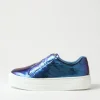 Shia Blue Shine White Croc Leather Sneakers