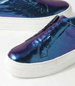 Shia Blue Shine White Croc Leather Sneakers