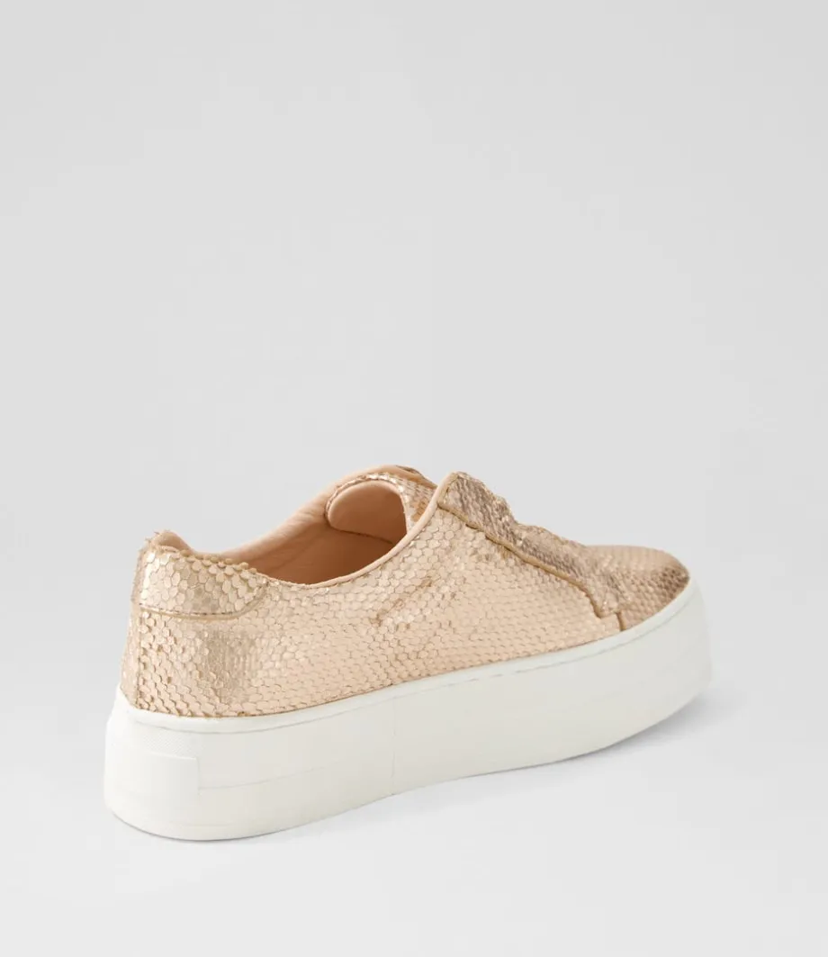 Shia Rose Gold Small Cut Leather Sneakers