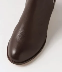 Shiannely Choc Leather Heeled Ankle Boots