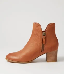 Shiannely Cognac Leather Ankle Boots