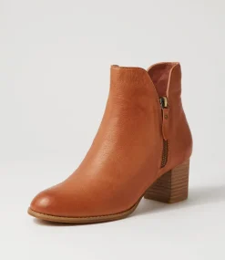 Shiannely Cognac Leather Ankle Boots