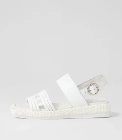Shima White Synthetic Raffia Leather Espadrilles