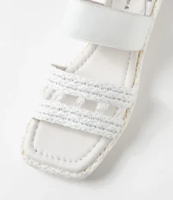 Shima White Synthetic Raffia Leather Espadrilles