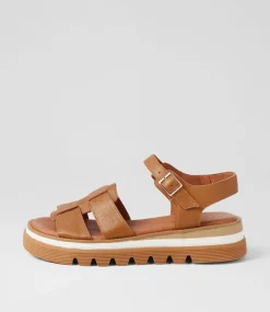 Simm Toffee Leather Sandals