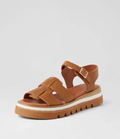Simm Toffee Leather Sandals