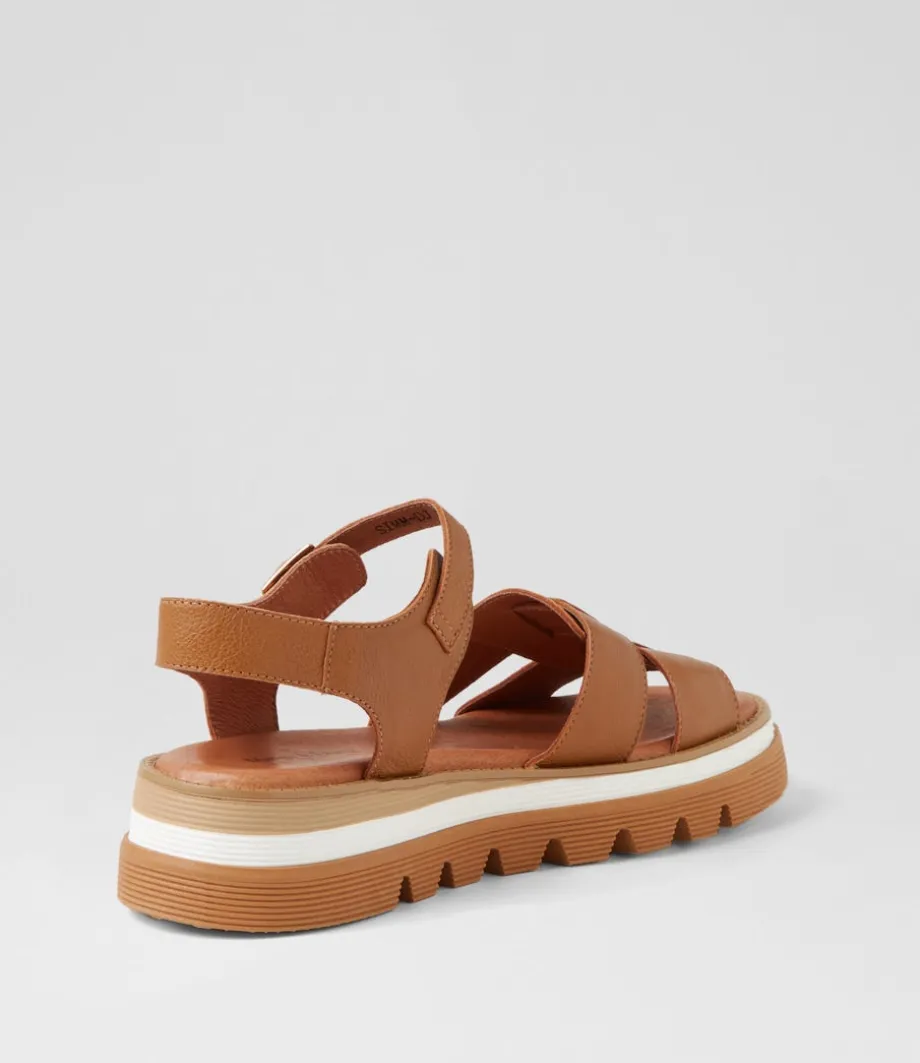 Simm Toffee Leather Sandals