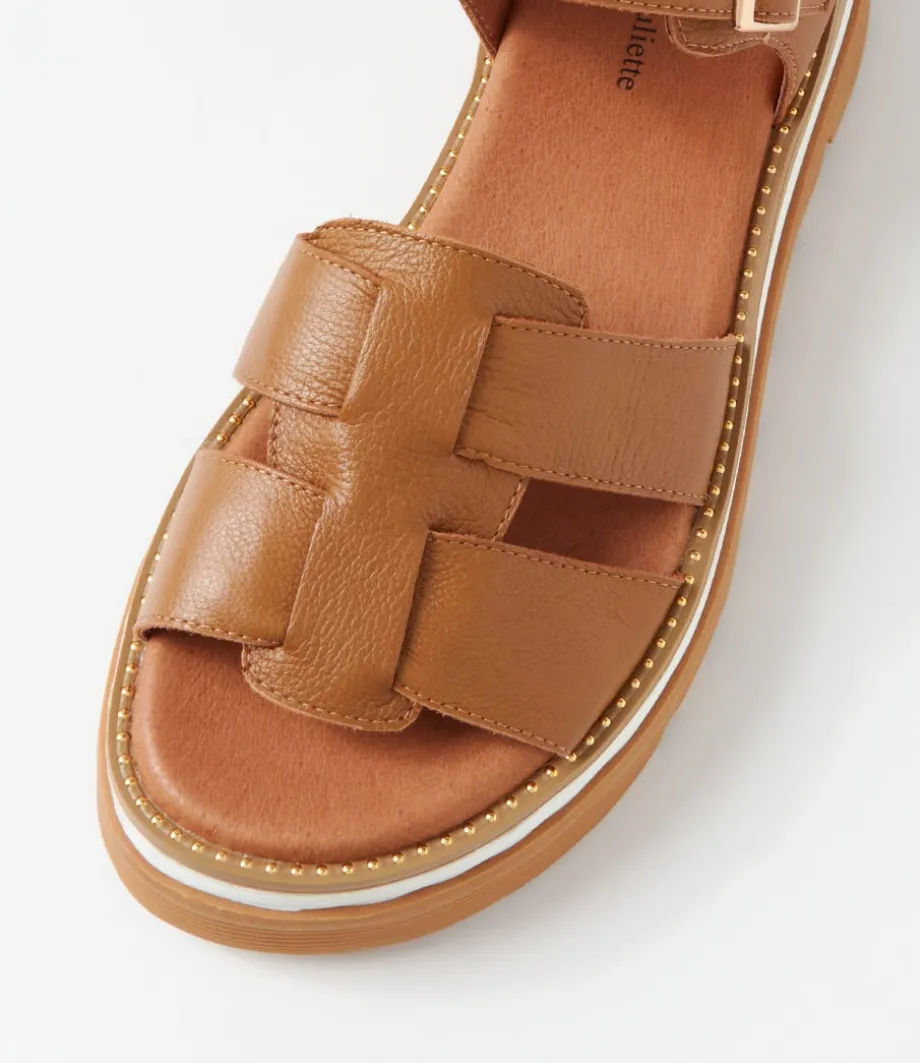 Simm Toffee Leather Sandals