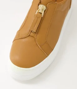 Sippu Dark Tan White Leather Sneakers
