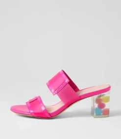 Sistel Hot Pink New Bubble Patent Vinylite Mules