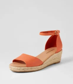 Skip Bright Orange Natural Rope Leather Espadrilles