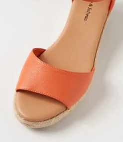 Skip Bright Orange Natural Rope Leather Espadrilles