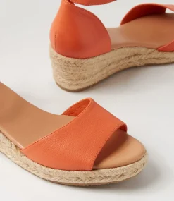 Skip Bright Orange Natural Rope Leather Espadrilles