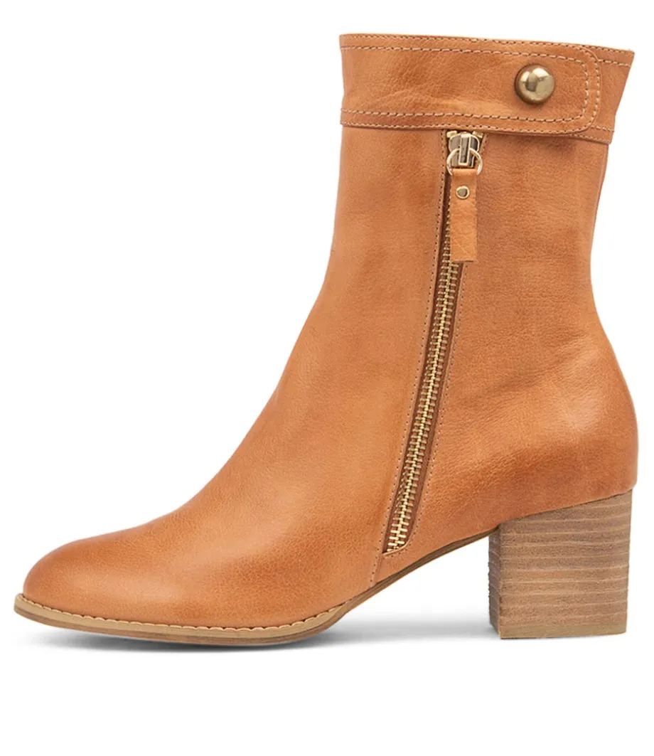 Skyy Dark Tan Leather Ankle Boots