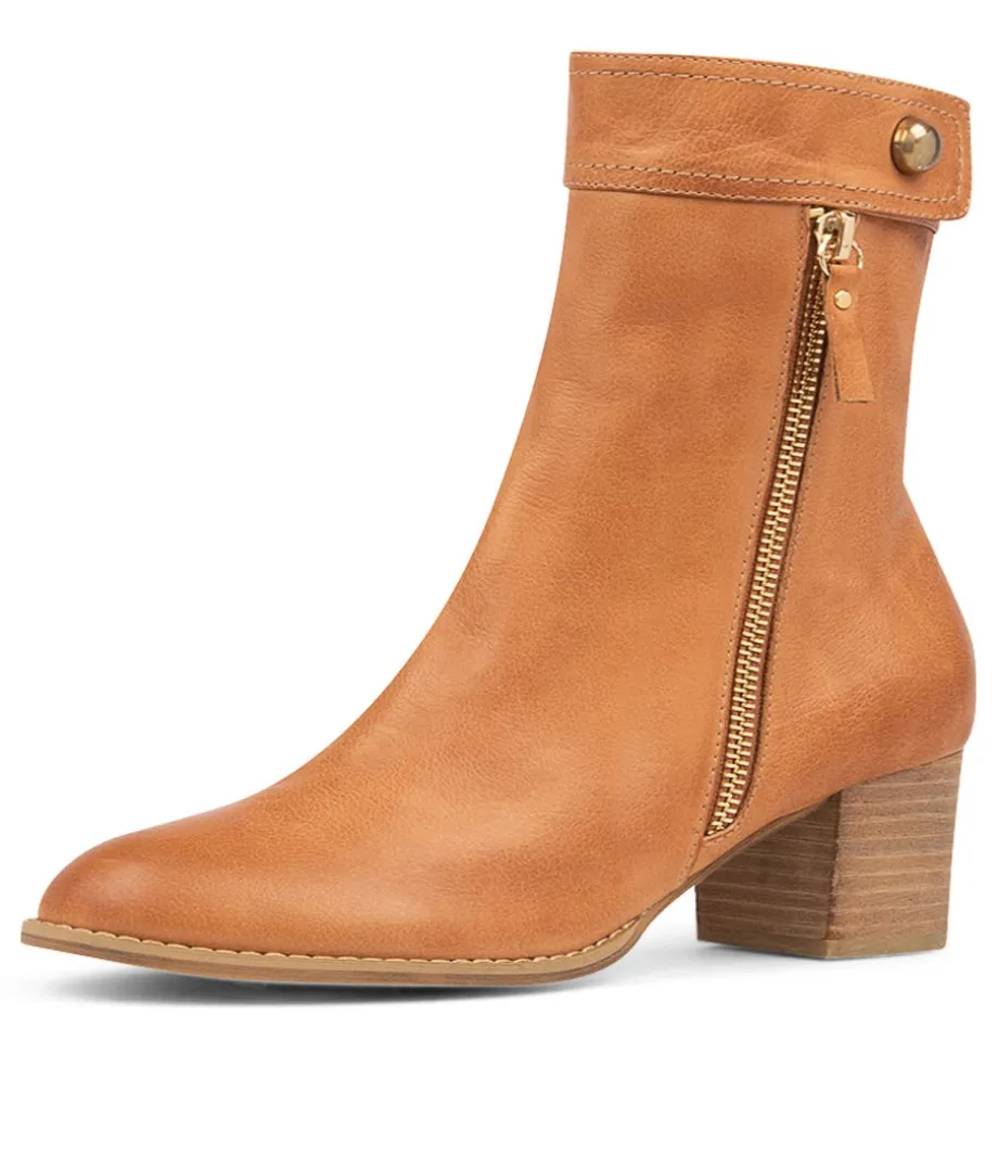Skyy Dark Tan Leather Ankle Boots