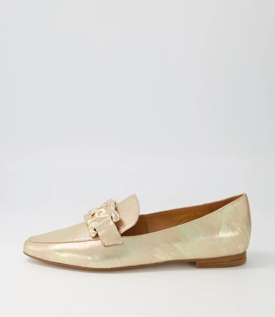 Socoro Gold Scratch Leather Loafers