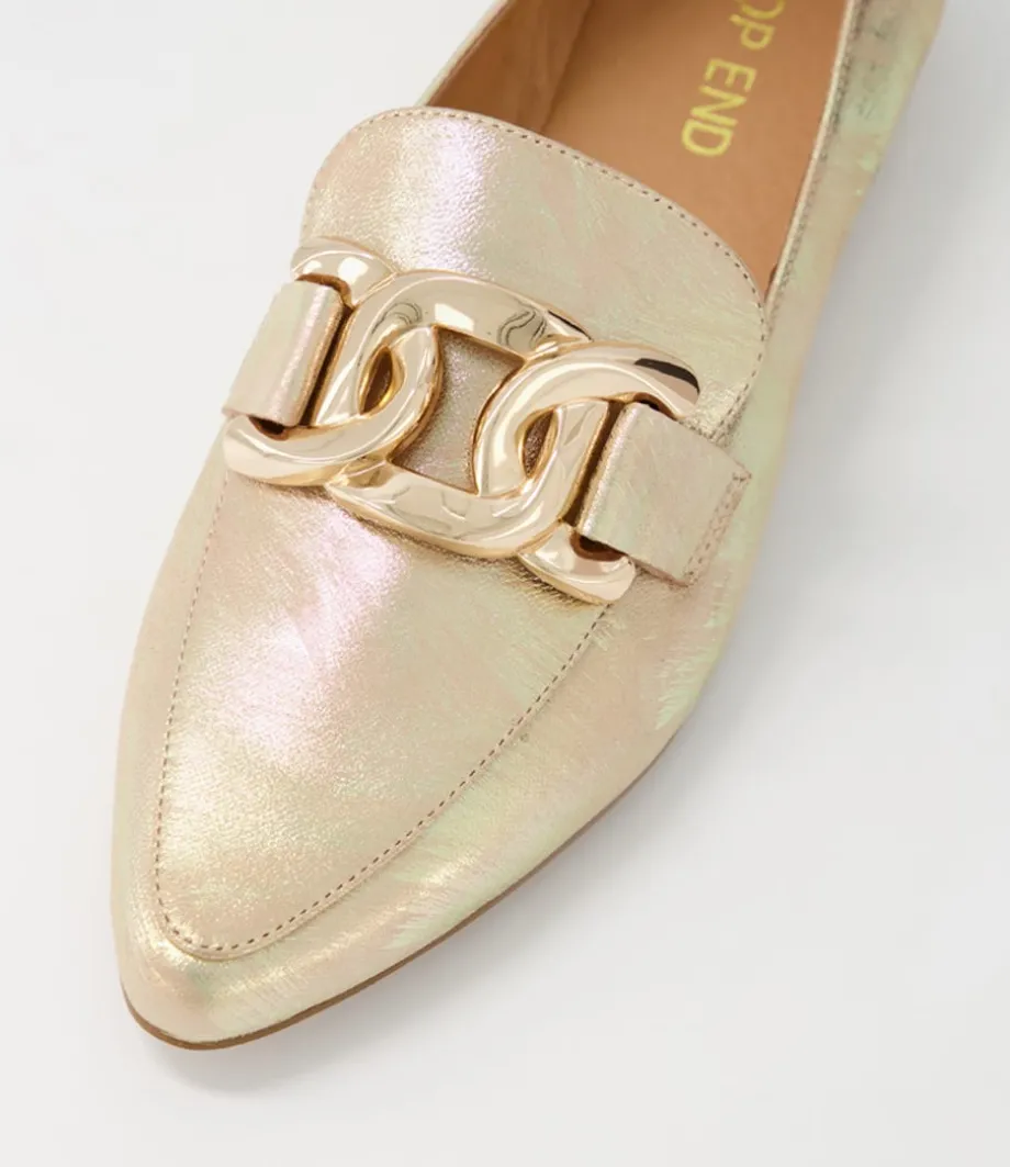 Socoro Gold Scratch Leather Loafers